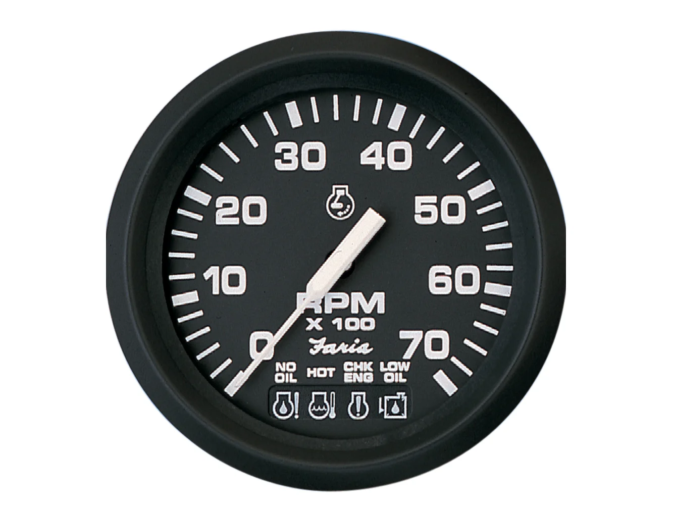 Faria Euro Black 4" Tachometer w/Systemcheck 7000 RPM (Gas) f/ Johnson / Evinrude Outboard)