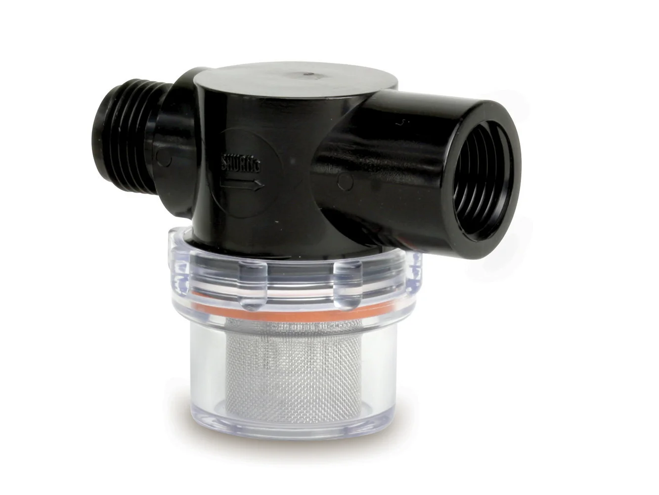 Shurflo by Pentair Twist-On Water Strainer - 1/2" Pipe Inlet - Clear Bowl