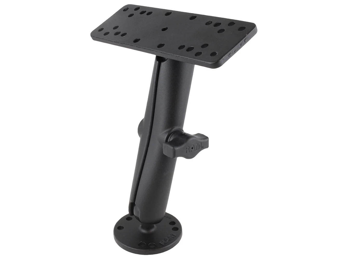 RAM Mount 1" Diameter Ball Mount w/Long Double Socket Arm, 6.25" x 2" Rectangle Base & 2.5" Round Base (AMPS Pattern)