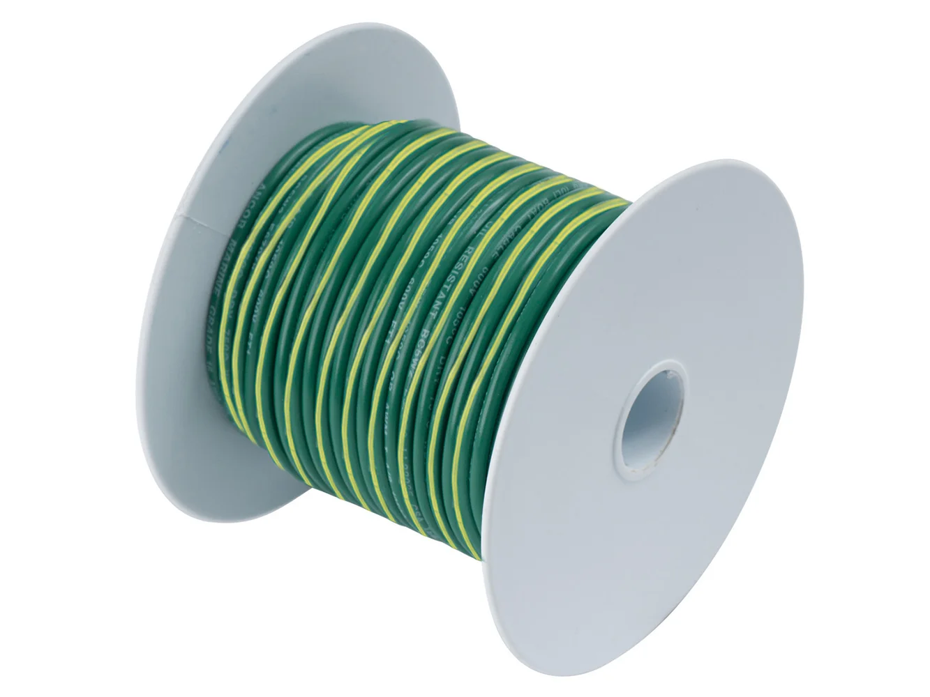 Ancor Green w/Yellow Stripe 10 AWG Tinned Copper Wire - 100'