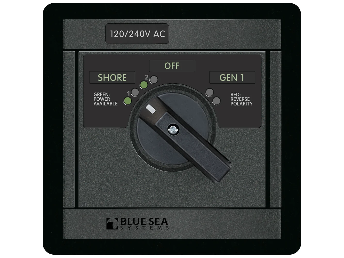 Blue Sea 1480 10/240V AC Rotary 65A OFF + 2 Sources 2x120V/1x240V
