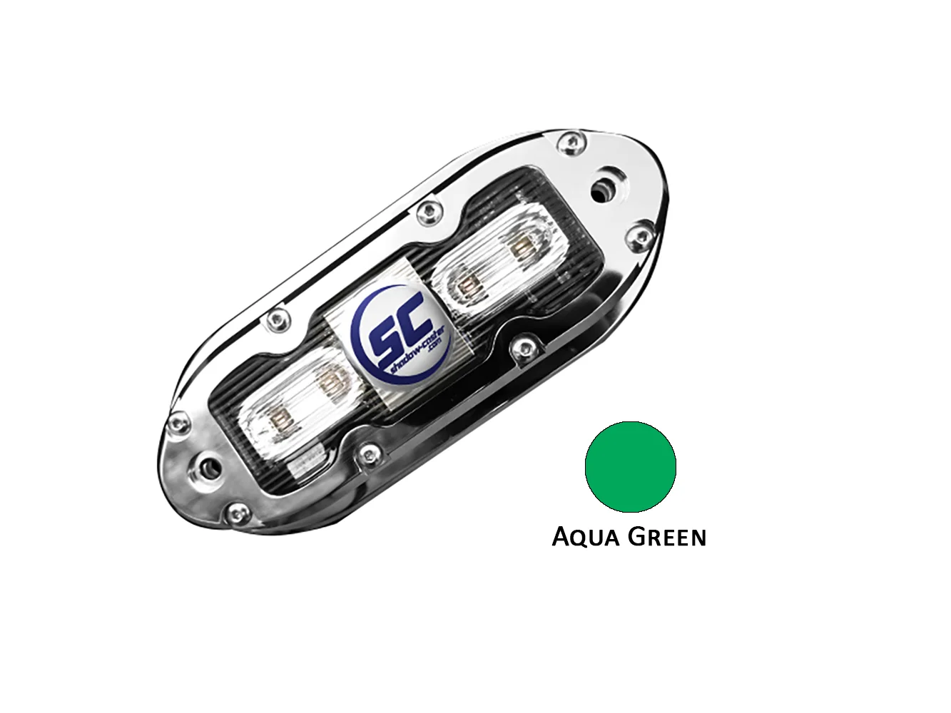Shadow-Caster SCM-4 LED Underwater Light w/20' Cable - 316 SS Housing - Aqua Green