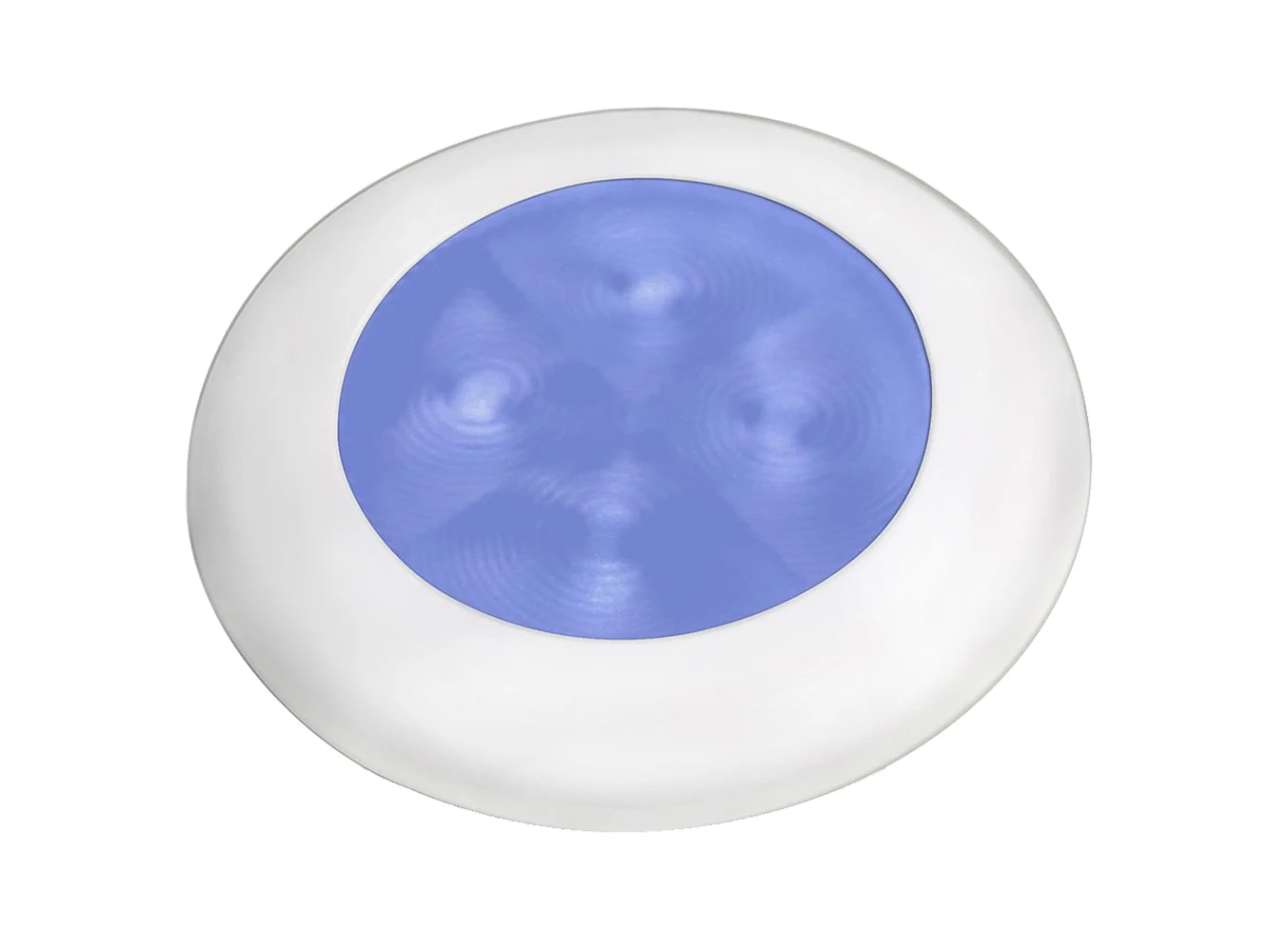Hella Marine Slim Line LED 'Enhanced Brightness' Round Courtesy Lamp - Blue LED - White Plastic Bezel - 12V