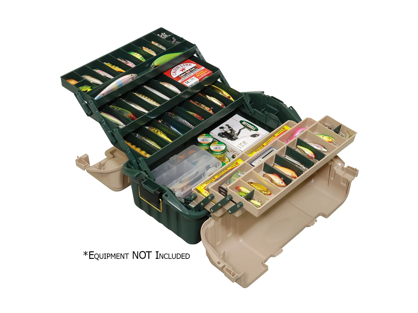 Plano Hip Roof Tackle Box w/6-Trays - Green/Sandstone