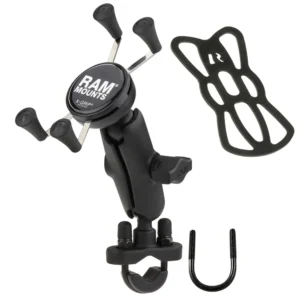 RAM Mount Handlebar Rail Mount w/Zinc Coated U-Bolt Base and Universal X-Grip&reg; Cell/iPhone Cradle