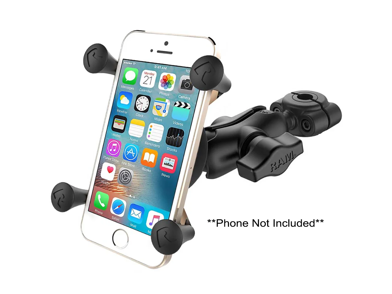 RAM Mount RAM® Torque™ 3/8" - 5/8" Diameter Mini Rail Base with 1" Ball, Short Arm and X-Grip® for Phones