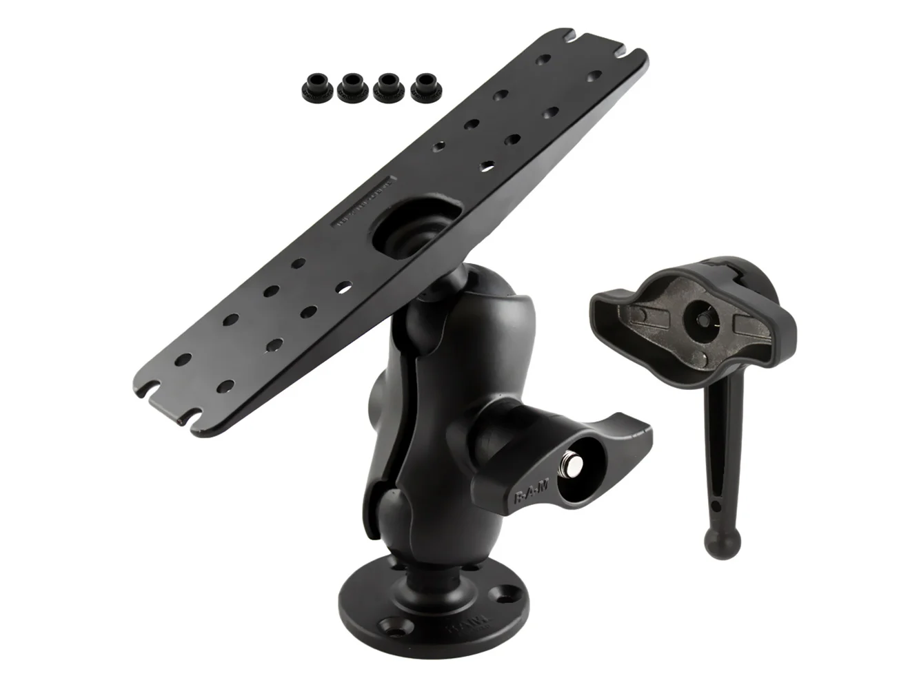 Ram Mount D Size 2.25" Ball Mount w/11" X 3" Rectangle Plate, 3.68" Round Plate and Hi-Torq™ Wrench