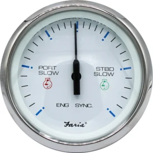 Faria 4" Chesapeake SS White Engine Synchronizer - Dual Gas & Var Ratio Alt Diesel