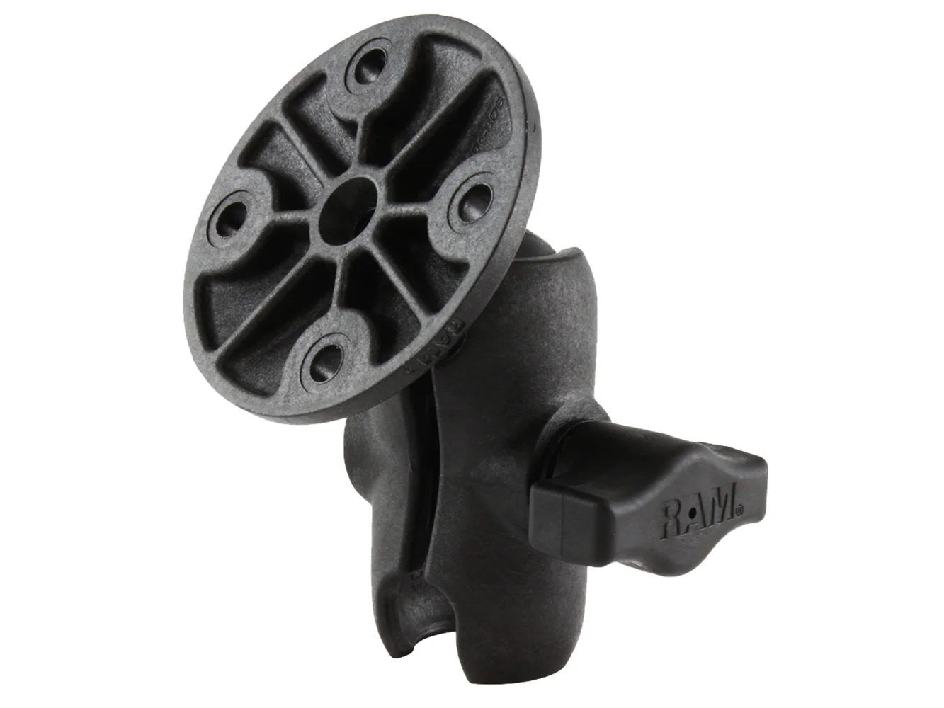 RAM Mount Composite 1" Ball Short Length Double Socket Arm w/2.5" Round Base Including AMPs Hole Pattern