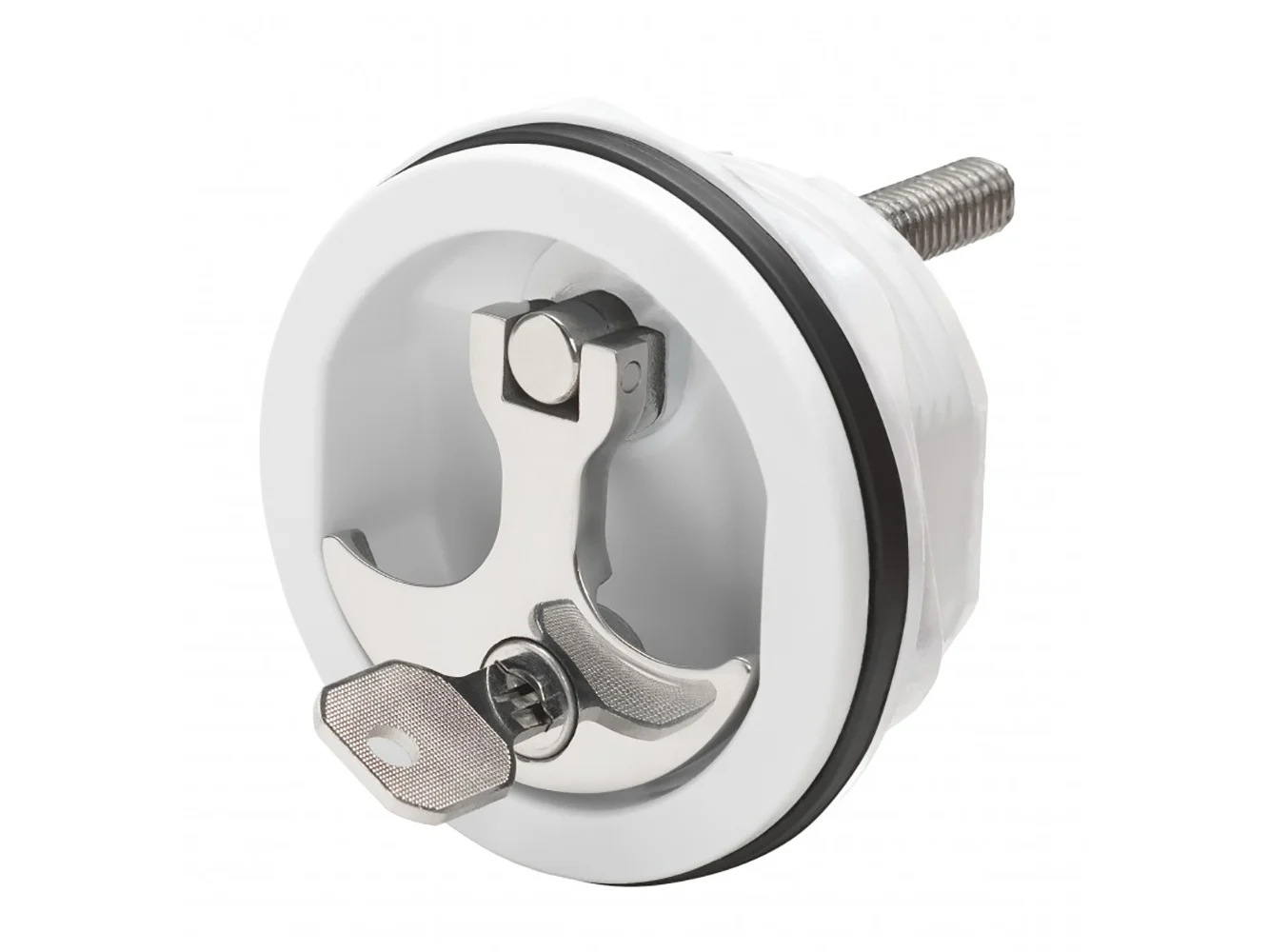 Whitecap Compression Handle CP Zamac/White Nylon Locking Fresh Water Use Only