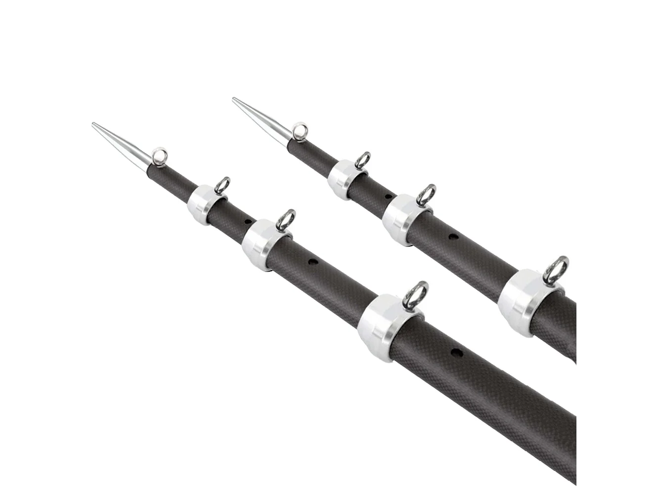 Tigress XD 3k Carbon Fiber Telescoping Outrigger Poles - 18 feet - Matte Black/ Silver - Pair