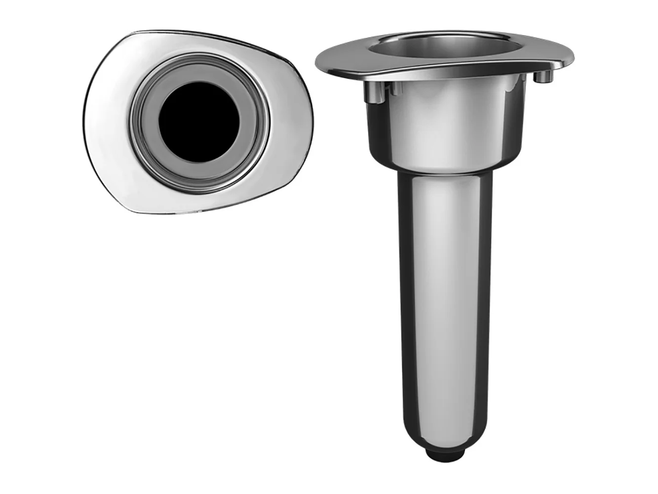 Mate Series Elite Screwless Stainless Steel 0° Rod & Cup Holder - Drain - Oval Top