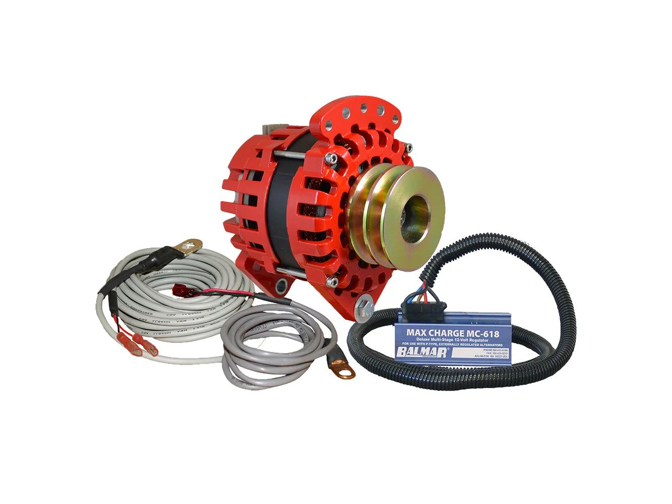 Balmar Alternator 3.15" Dual Foot Saddle Dual V Pulley Regulator & Temp Sensor - 170A Kit - 12V