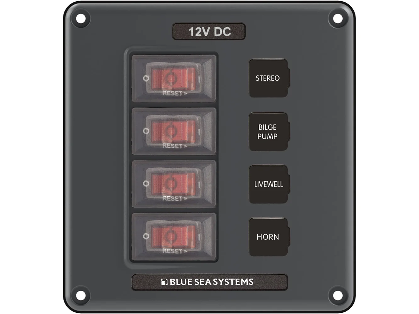 Blue Sea 4320 Circuit Breaker Switch Panel 4 Position - Gray