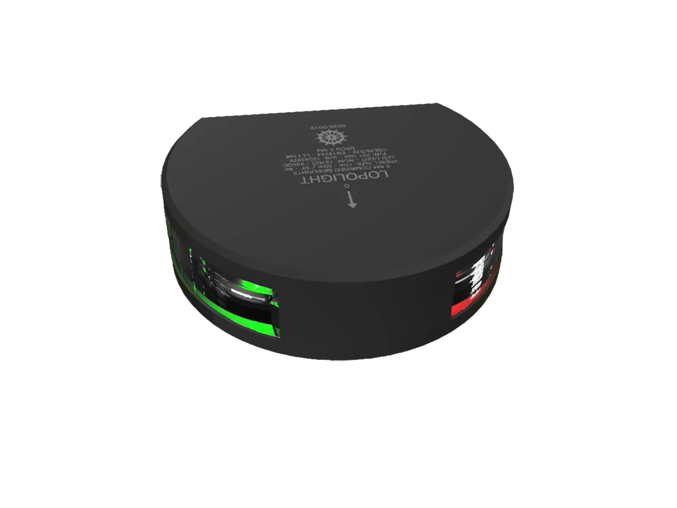 Lopolght Series 201-004 - Starboard & Port Sidelight - 2NM - Vertical Mount - Green/Red - Black Housing