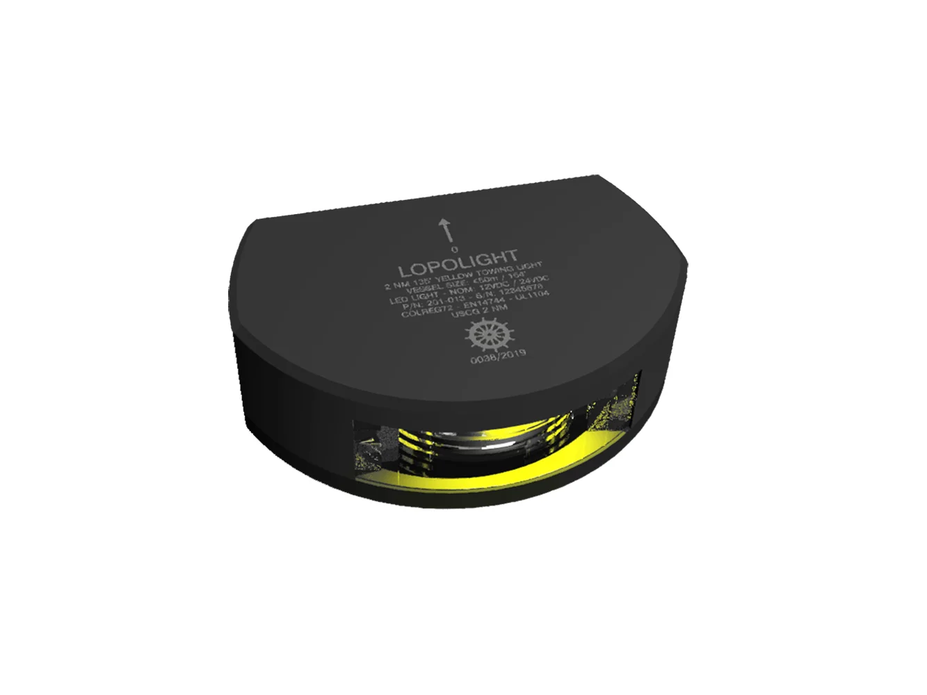 Lopolight Series 201-013 - Stern Towing Light - 2NM - Vertical Mount - Amber - Black Housing