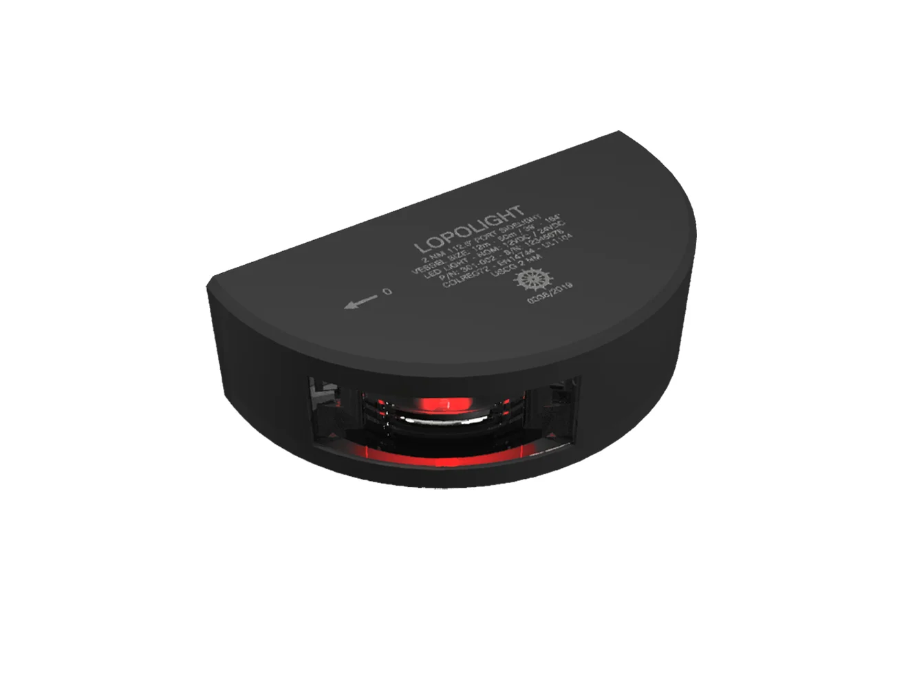 Lopolight Series 301-002 - Port Sidelight - 2NM - Vertical Mount - Red - Black Housing