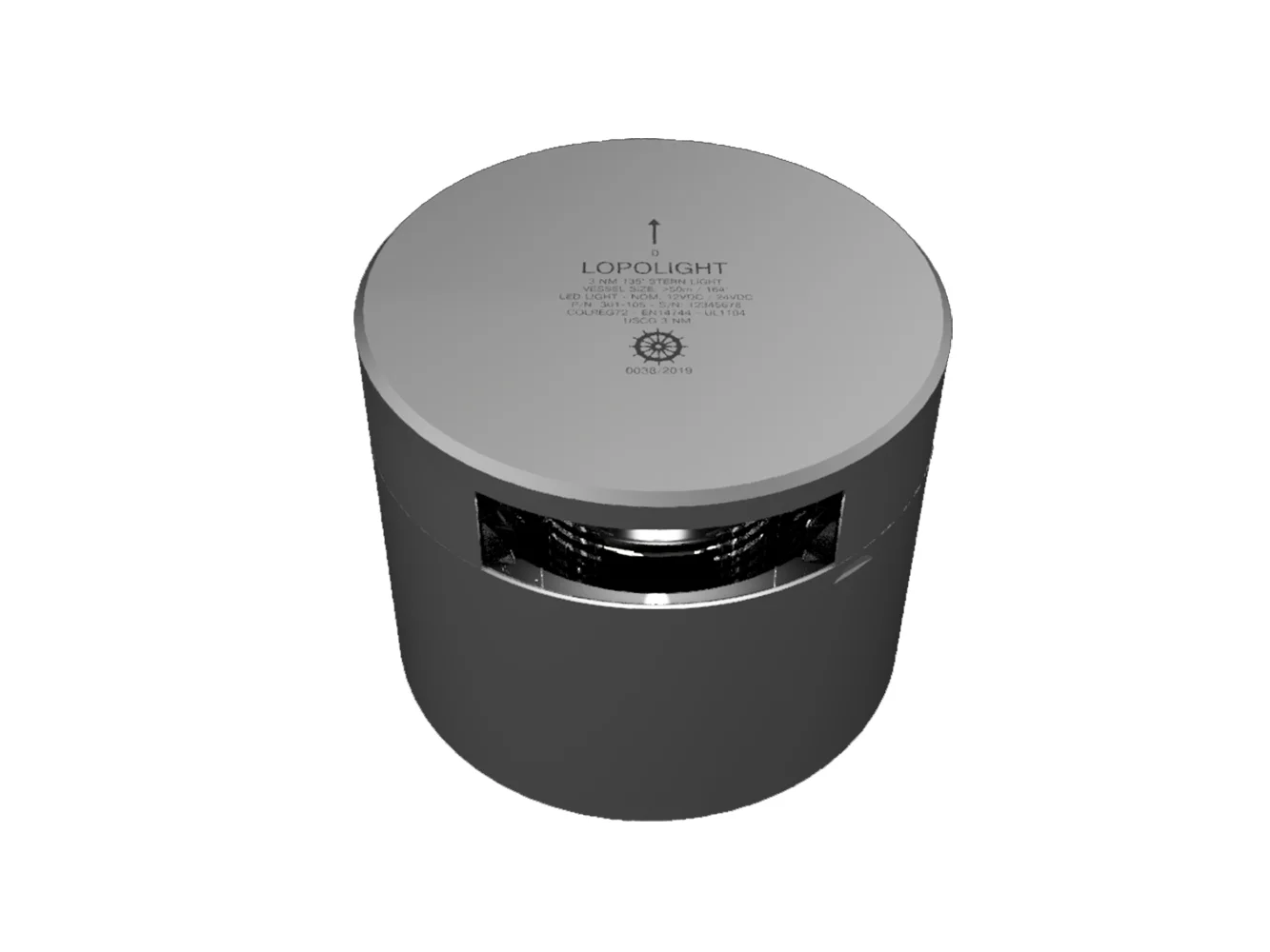 Lopolight Series 301-105 - Stern Light - 3NM - Horizontal Mount - White - Silver Housing