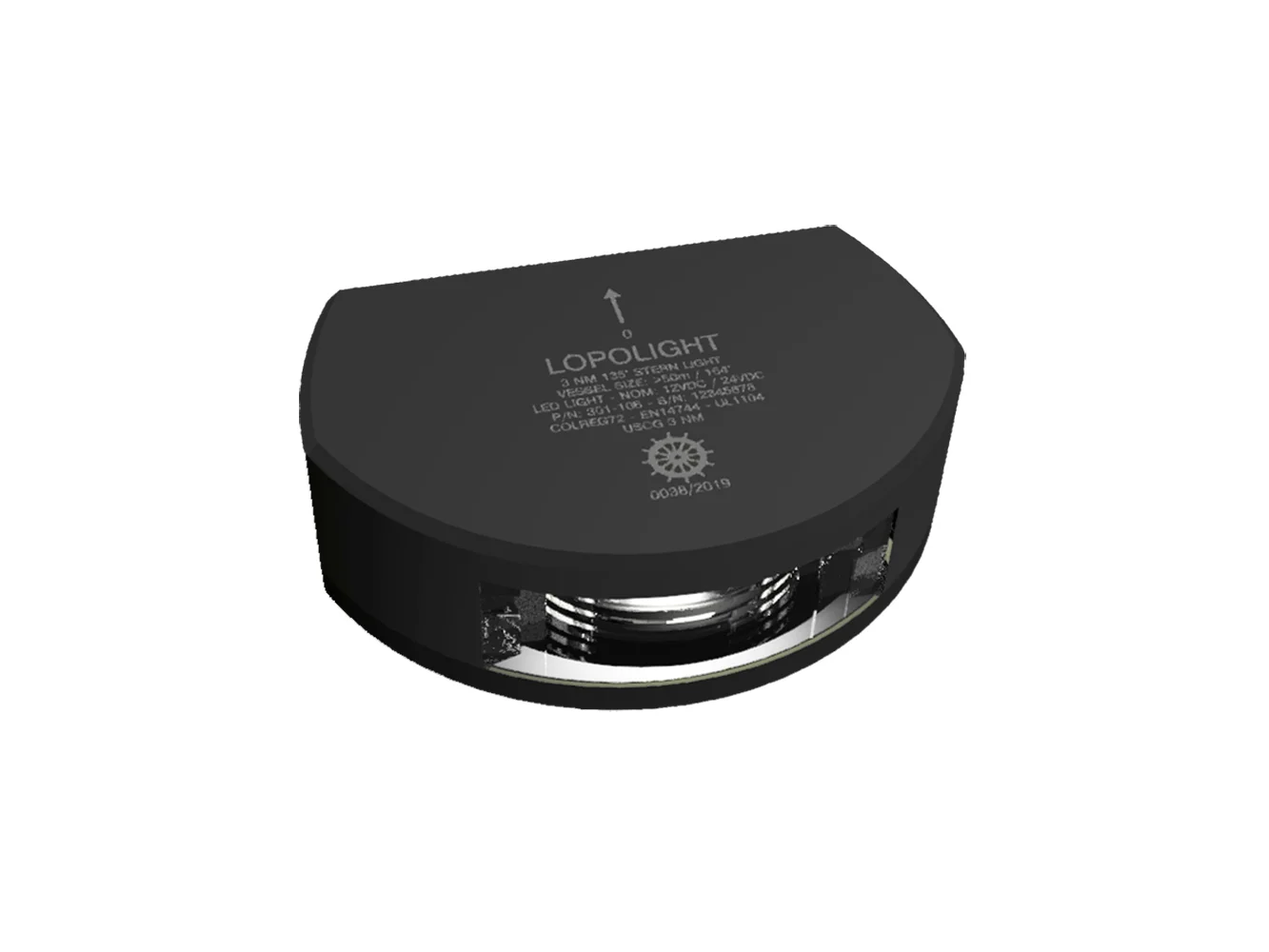 Lopolight Series 301-106 - Stern Light - 3NM - Vertical Mount - White - Black Housing