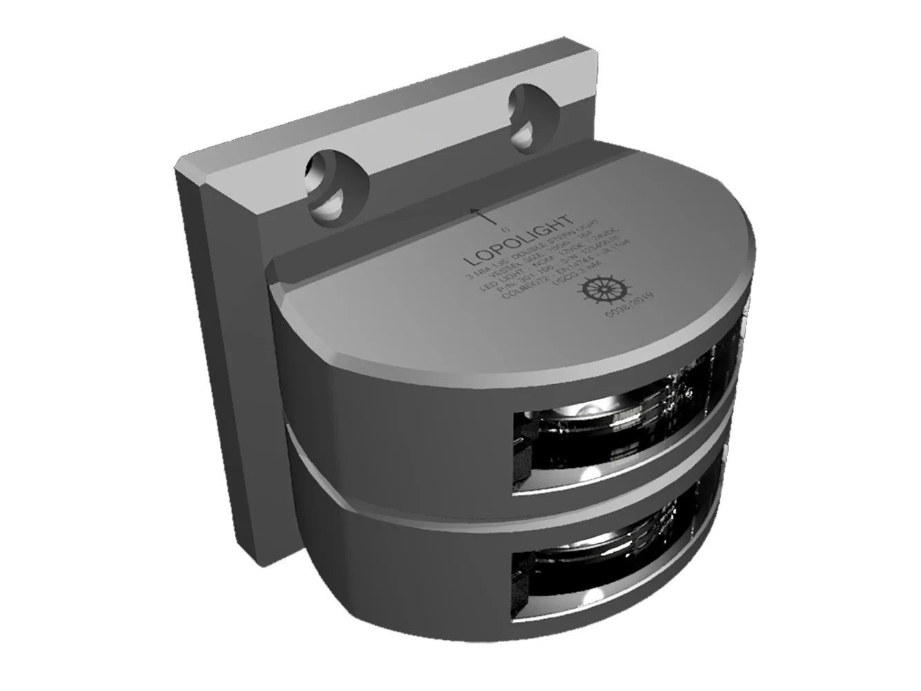 Lopolight Series 301-106 - Double Stacked Stern Light - 3NM - Vertical Mount -White - Silver Housing