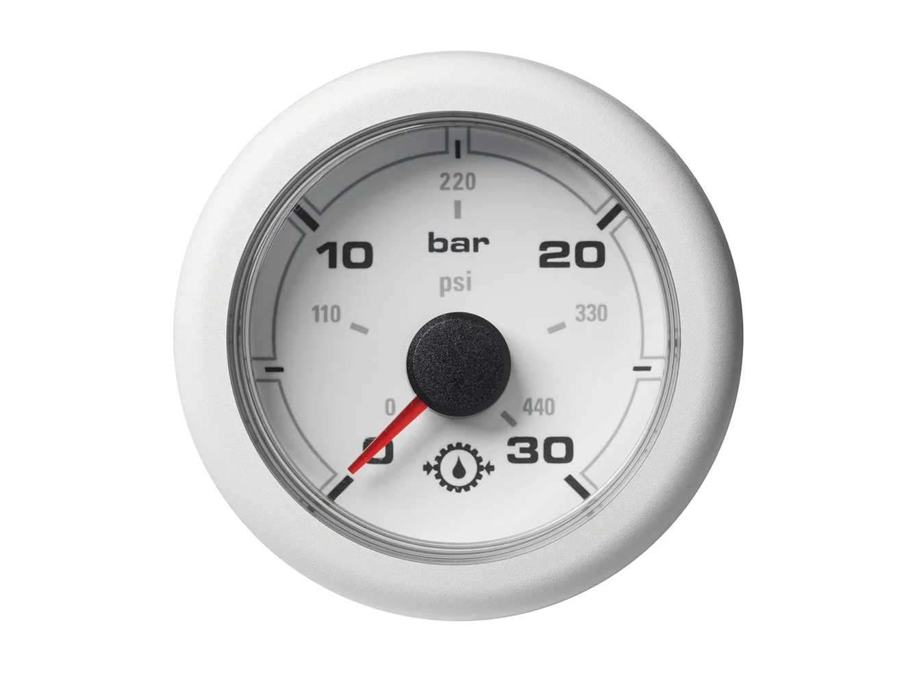 Veratron 52MM (2-1/16") OceanLink Transmission Oil Pressure Gauge - 30 Bar/440 PSI - White Dial & Bezel