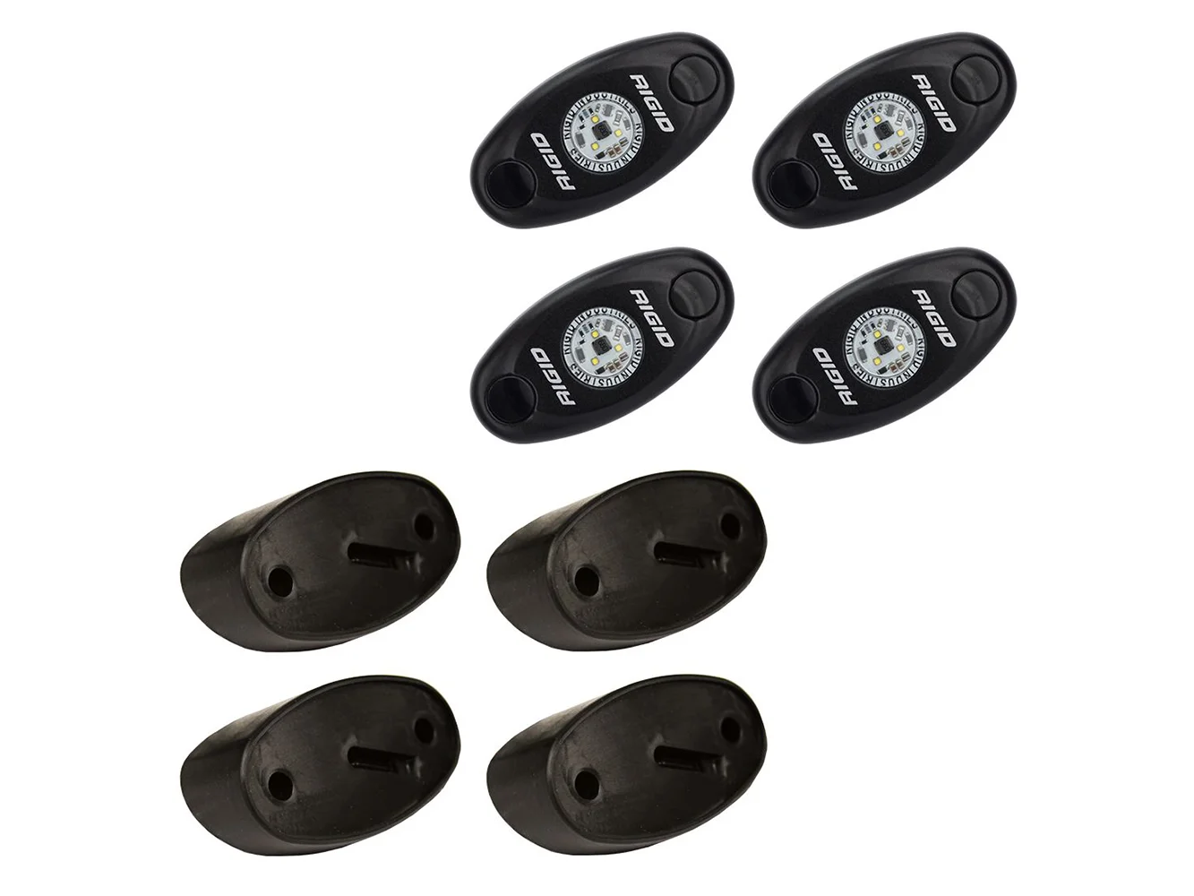 RIGID Industries A-Series Rock Light Kit - 4 Cool White Lights - Black