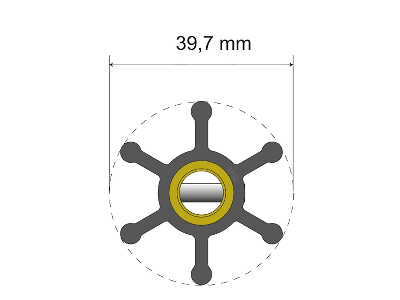 Albin Group Premium Impeller Kit - 39.7 x 9.5 x 19.2mm - 6 Blade - Pin Insert
