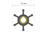 Albin Group Premium Impeller Kit - 51 x 12.7 x 22mm - 6 Blade - Key Insert