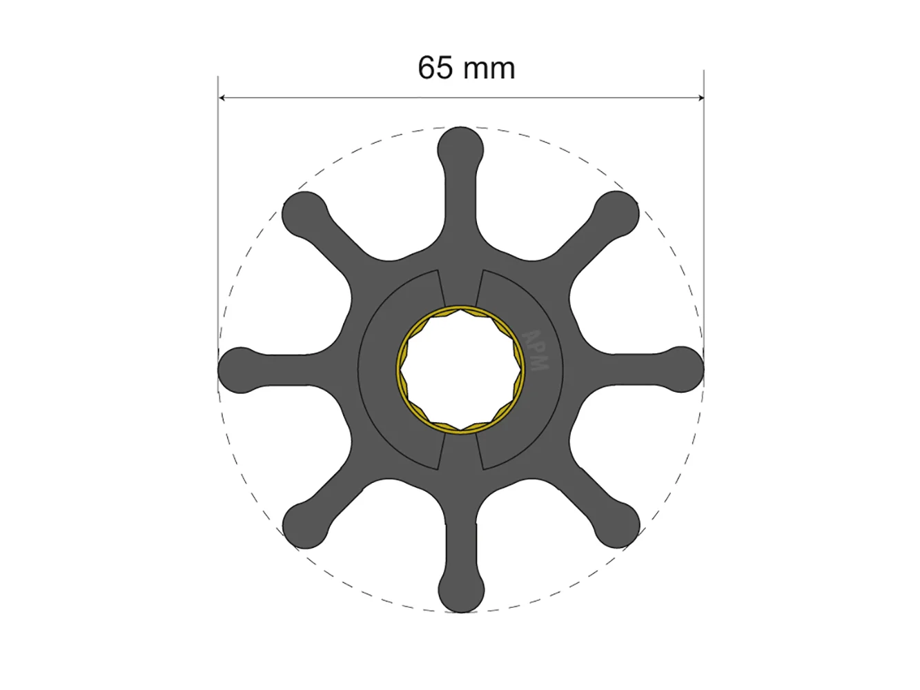 Albin Group Premium Impeller Kit 65 x 16 x 37mm - 8 Blade - Spline Insert