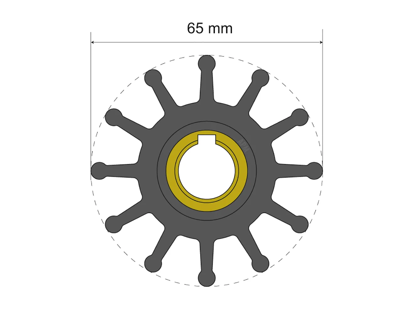 Albin Group Premium Impeller Kit 65 x 15.8 x 51mm - 12 Blade - Key Insert