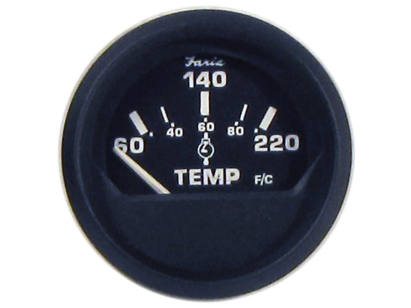 Faria Euro Black 2" Cylinder Head Temperature Gauge (60 to 220° F) with Sender