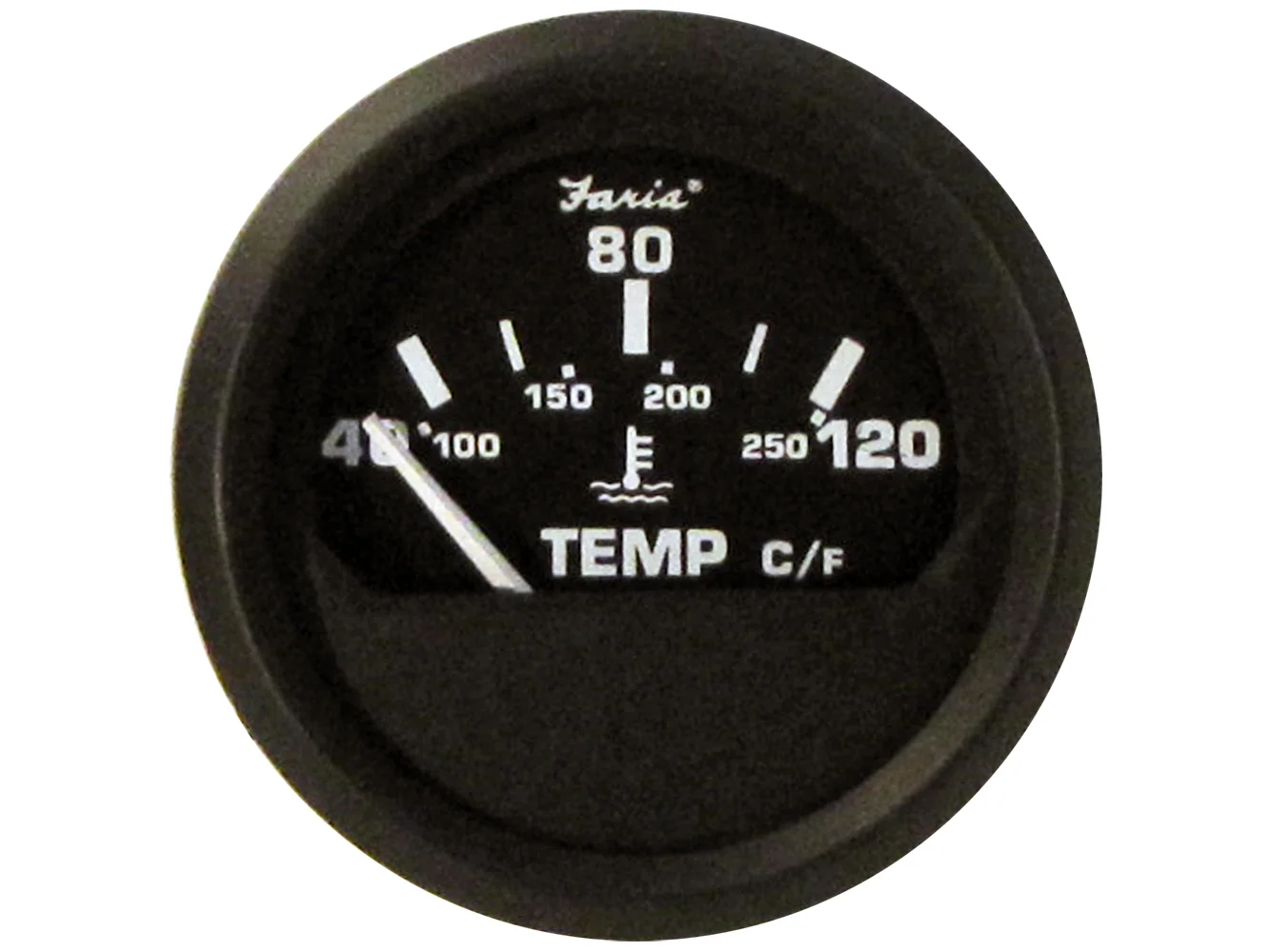 Faria Euro Black 2" Water Temperature Gauge - Metric (40 to 120° C)