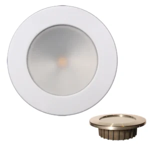 Lunasea Gen3 Warm White, RGBW Full Color 3.5&rdquo; IP65 Recessed Light w/White Stainless Steel Bezel - 12VDC