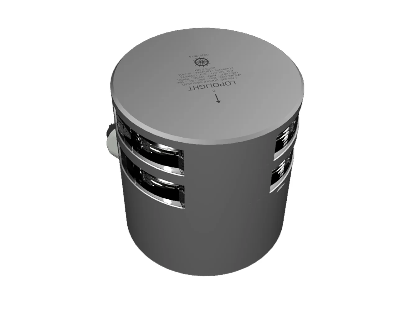 Lopolight Series 301-011 - Double Stacked Masthead Light - 5NM - Horizontal Mount - White - Silver Housing