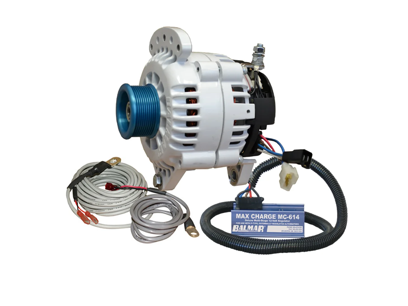 Balmar Alternator 120 AMP Kit 120V 3.15" Dual Foot Saddle J10 Pulley Regulator & Temp Sensor