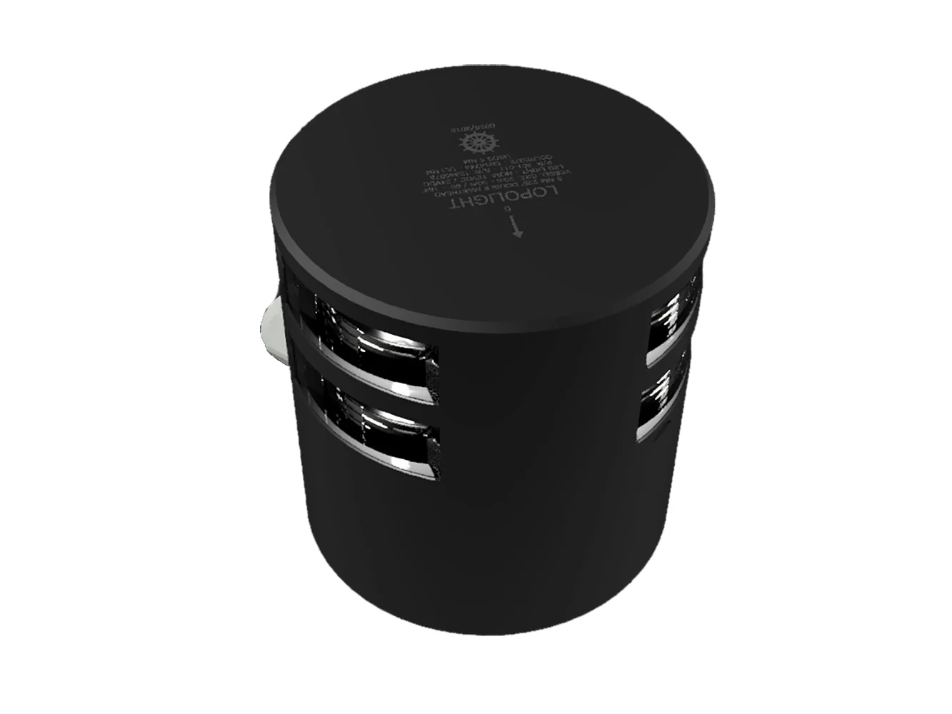 Lopolight Series 301-011 - Double Stacked Masthead Light - 5NM - Horizontal Mount - White - Black Housing