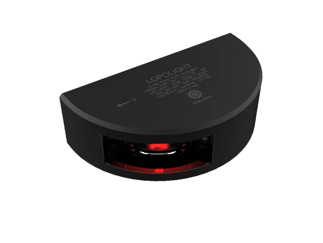 Lopolight Series 301-002 - Port Sidelight - 2NM - Vertical Mount - Red - Black Housing - 6M Cable