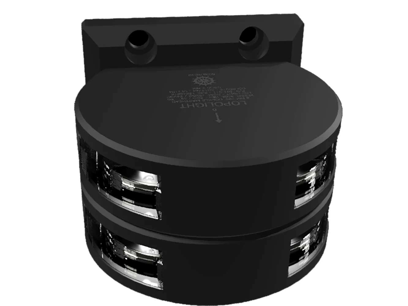 Lopolight Series 201-011 - Double Stacked Masthead Light - 3NM - Vertical Mount - White - Black Housing