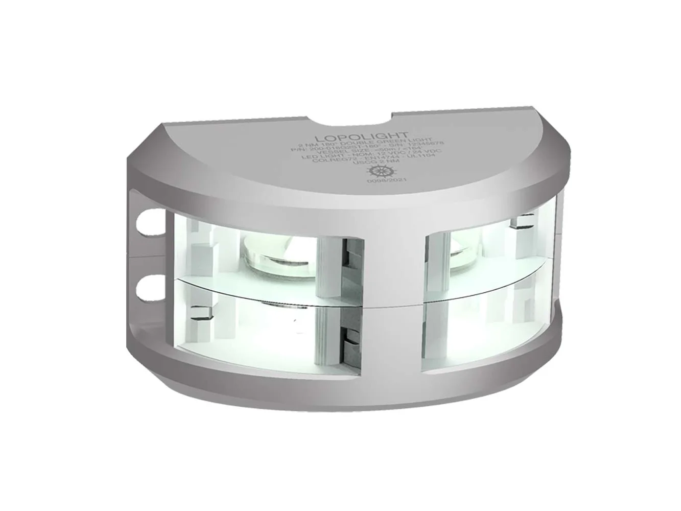 Lopolight Series 200-024 - Double Stacked Navigation Light - 2NM - Vertical Mount - White - Silver Housing