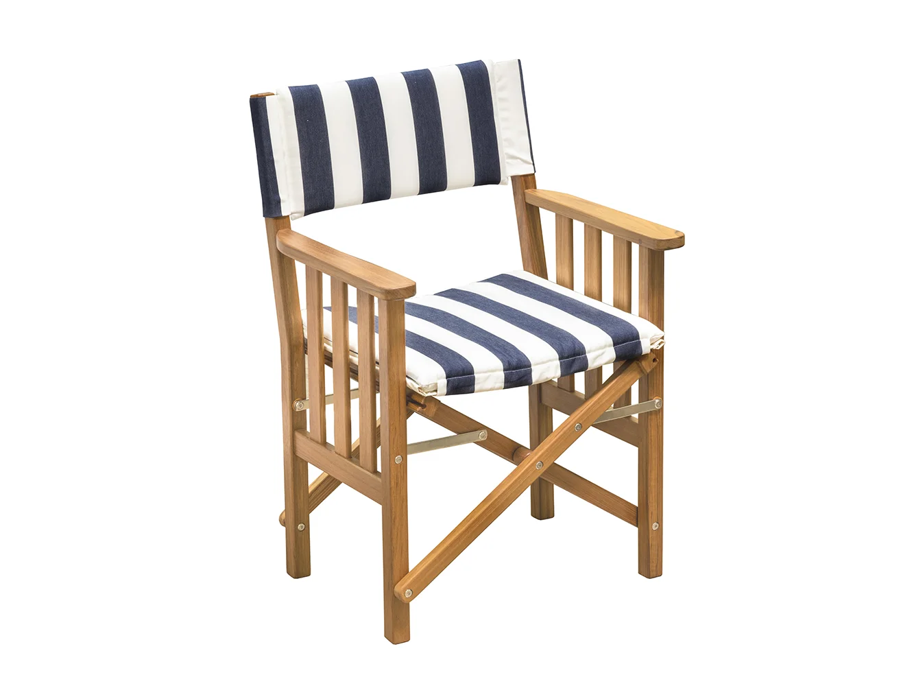 Whitecap Director's Chair II w/Navy & White Cushion - Teak