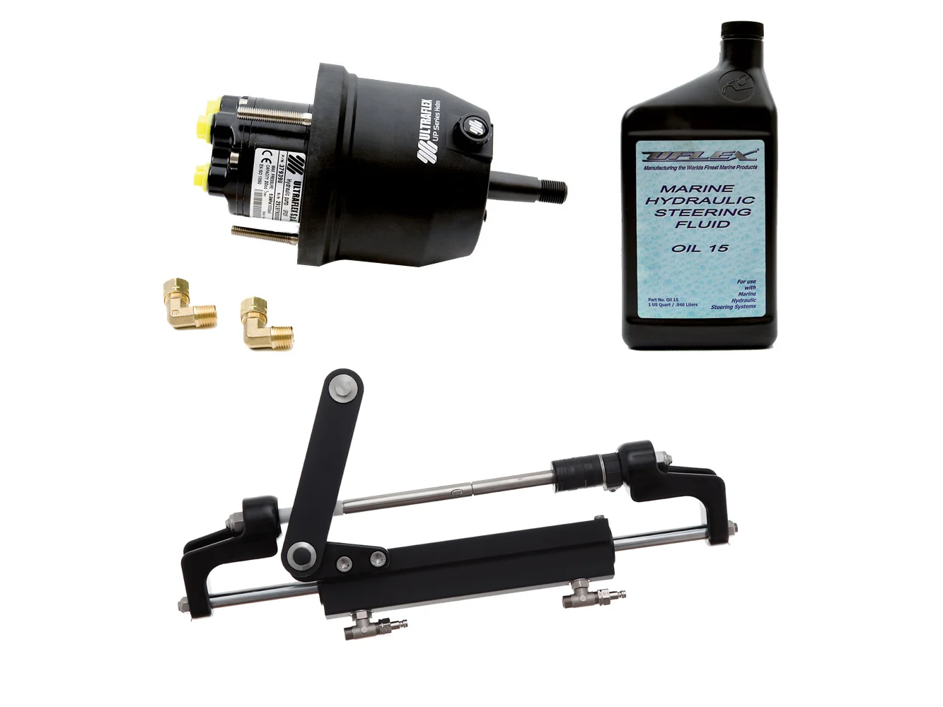 Uflex HYCO 1.1 Front Mount OB System up to 175HP - Includes UP20 FM Helm, 2qts of Oil, UC95-OBF Cylinder