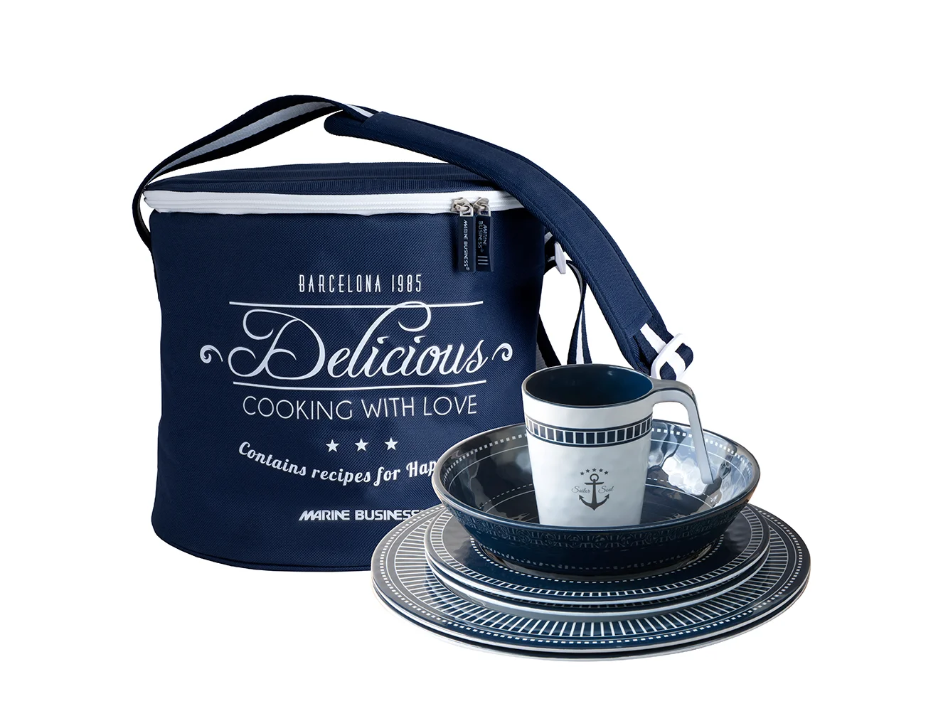 Marine Business Melamine Tableware & Basket - SAILOR SOUL - Set of 16