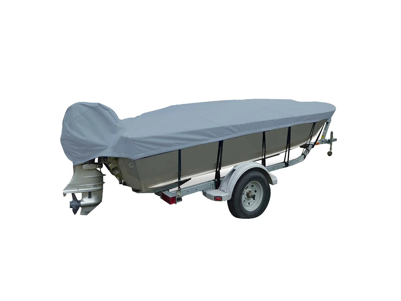 Carver Poly-Flex II Wide Series Styled-to-Fit Boat Cover f/13.5' V-Hull Fishing Boats - Grey