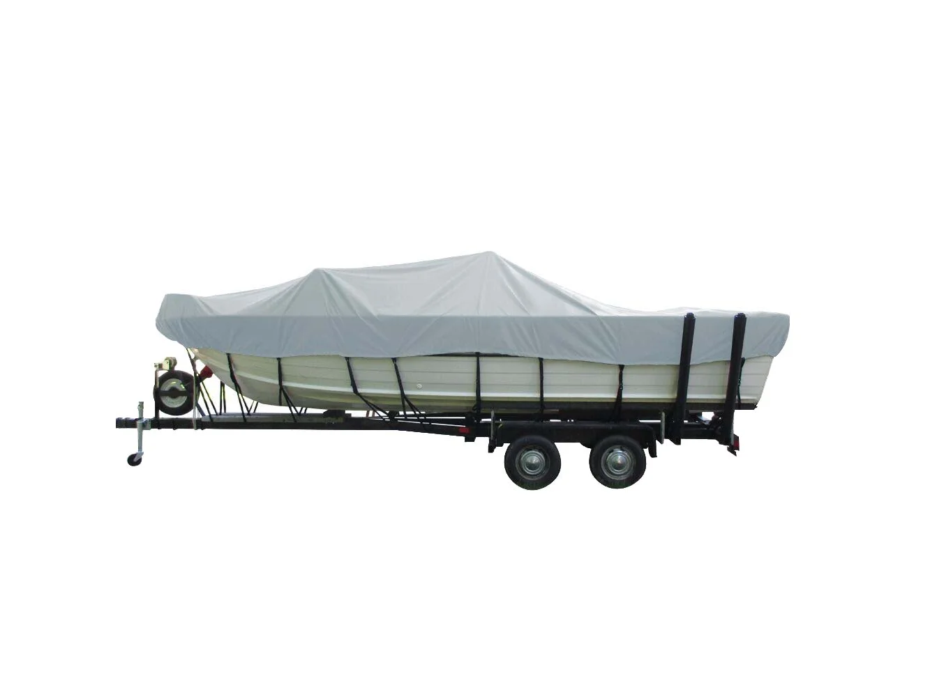 Carver Poly-Flex II Wide Series Styled-to-Fit Boat Cover f/18.5' Aluminum V-Hull Sterndrive Boats with Walk-Thru Windshield - Grey