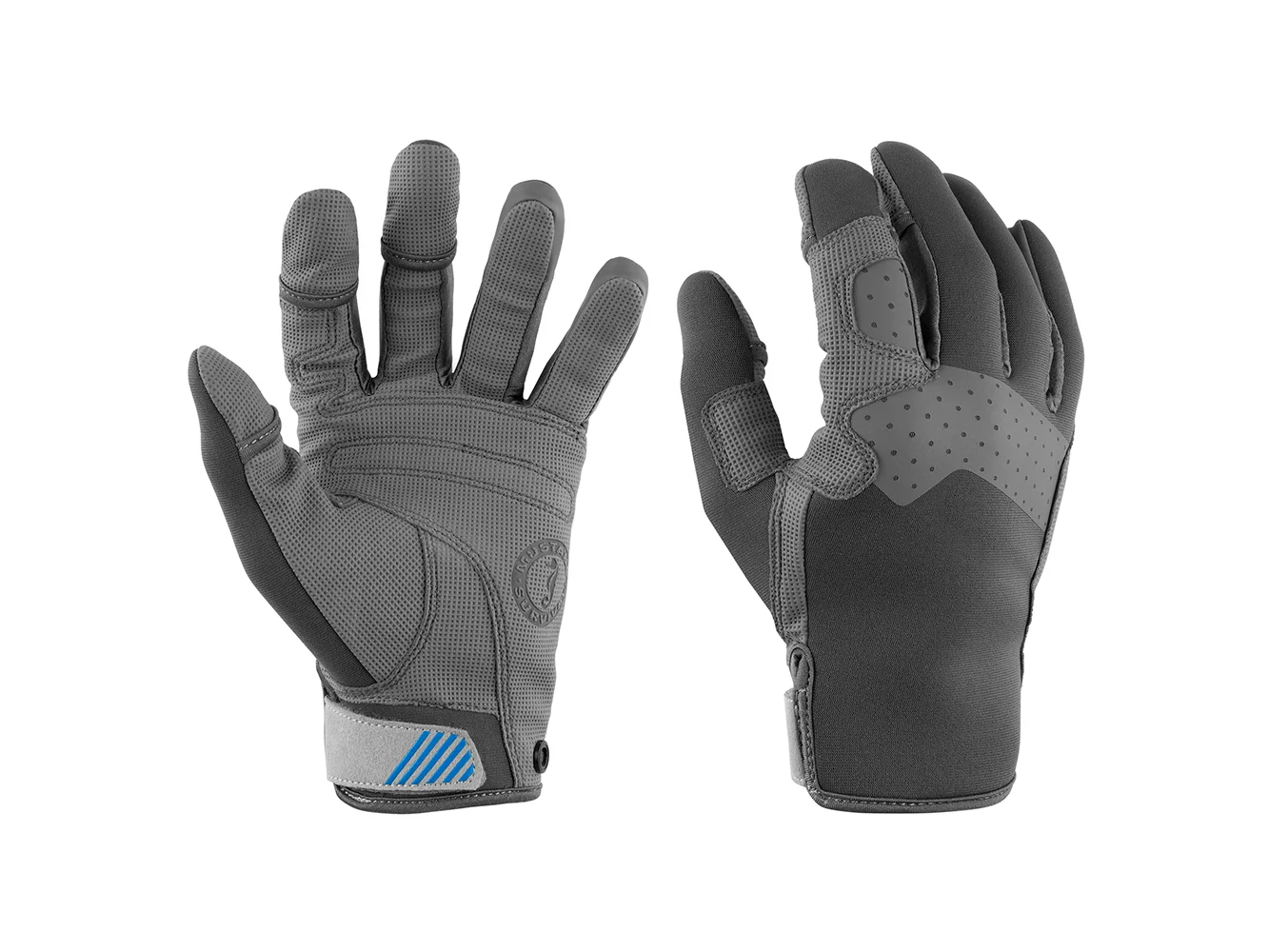 Mustang Traction Closed Finger Gloves - Grey/Blue - Large