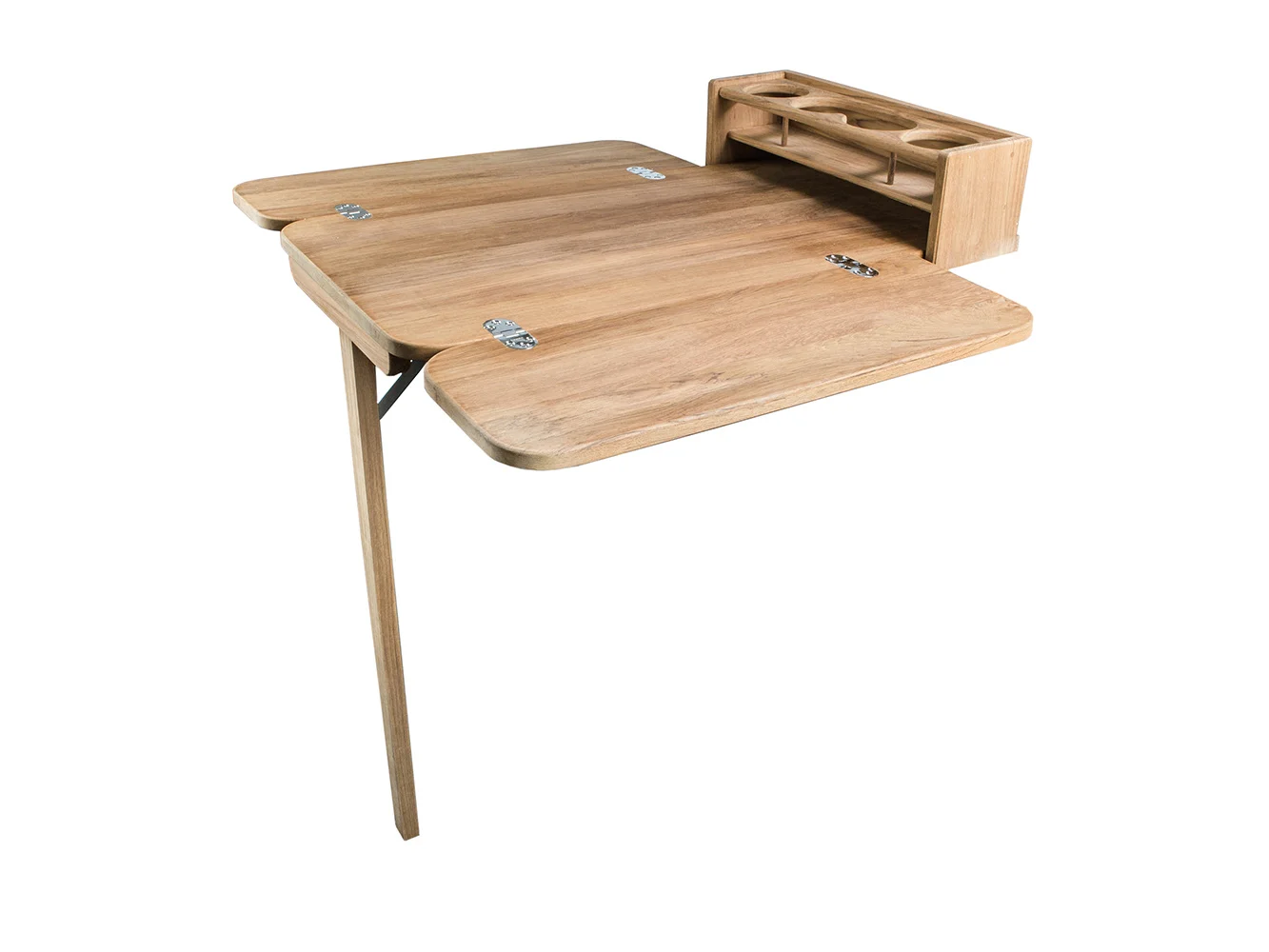 Whitecap Cockpit Table w/Folding Leaves & 4 Cupholders - Teak