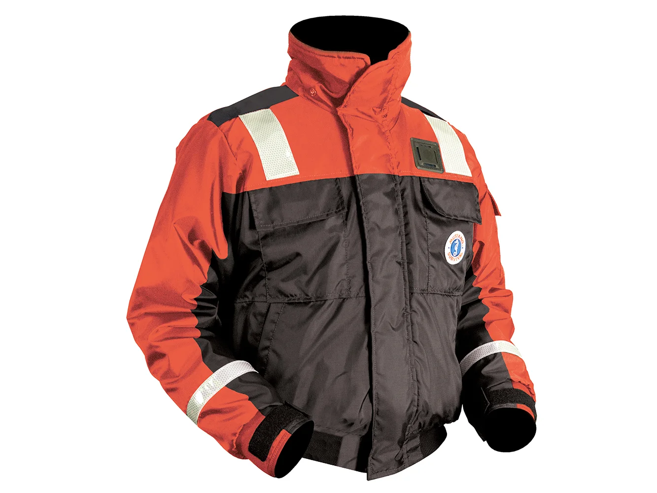 Mustang Classic Flotation Bomber Jacket w/Reflective Tape - Orange/Black - Small
