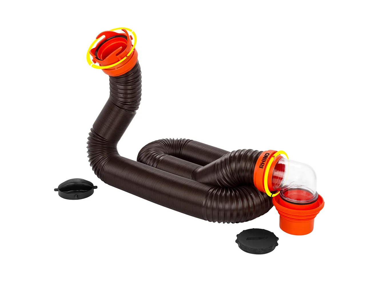 Camco RhinoFLEX 15' Sewer Hose Kit w/4 In 1 Elbow Caps