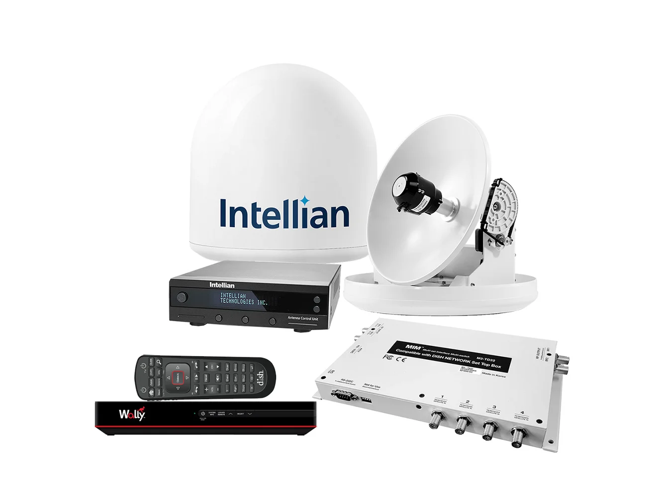 Intellian i2 US System w/DISH/Bell MIM-2 (w/3M RG6 Cable) 15M RG6 Cable & DISH HD Wally Receiver