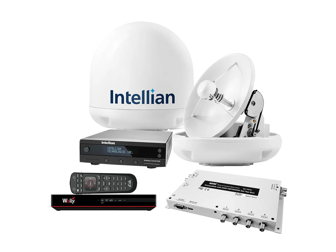 Intellian i3 US System w/DISH/Bell MIM-2 (w/3M RG6 Cable) 15M RG6 Cable & DISH HD Wally Receiver